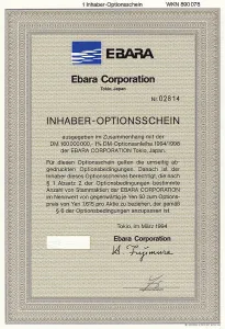 Historical share certificate, Japanese bearer warrant
