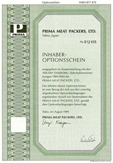Historical share certificate, Japanese bearer warrant