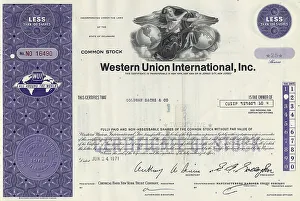 Historical share certificate, Western Union International