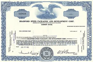 Historical stock certificate of Bradford Speed Packaging and Development Corporation