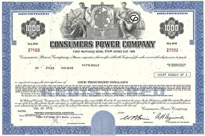 Historical stock certificate, Consumers Power Company
