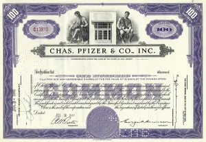 Historical stock certificate of a pharmaceutical company