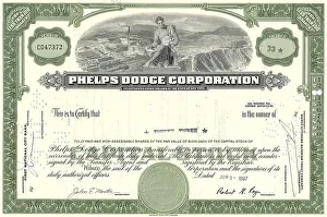 Historical stock certificate, Phelps Dodge Copper Mining Company