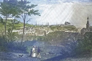 Historical view, 19th century, of the city of Brno