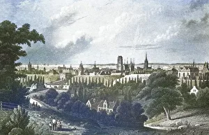 Historical view, 19th century, of the city of Danzig