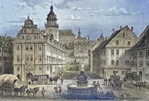 Historical view, 19th century, of the city of Gotha