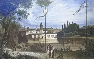 Historical view, 19th century, of the city of Koenigsberg