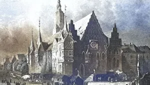 Historical view, 19th century, of the city and town hall of WrocNaw