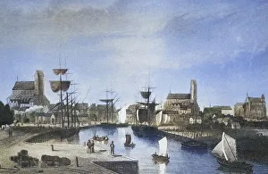Historical view, 19th century, of the city of Wismar