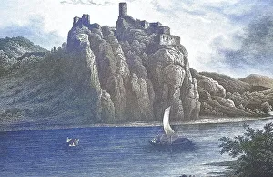 Historical view, 19th century, of Schreckenstein Castle
