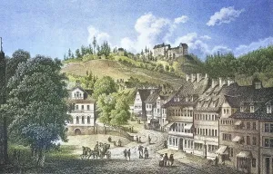 Historical view, 19th century, of the town of Eisenach