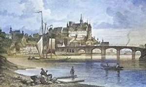 Historical view, 19th century, of the town of Meissen