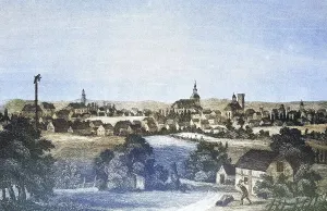 Historical view, 19th century, of the town of Stolp