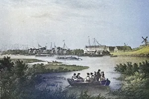 Historical view, 19th century, of the town of Wittenberg