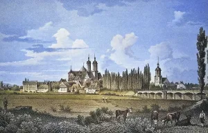 Historical view, 19th century, of the town of Wurzen