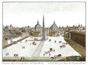 Historical view of Rome with the Piazza del Popolo