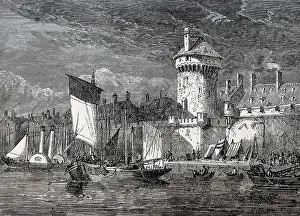 Historical view of Saint-Malo, a historic French port in Brittany on the Channel coast