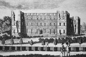 Historical view of Scharfeneck Castle