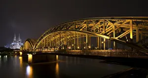 Hohenzollern Bridge, illuminated at night