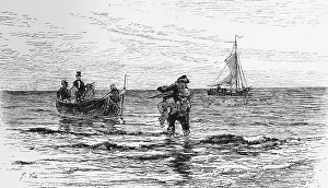 Holidaymaker in a boat, North Sea