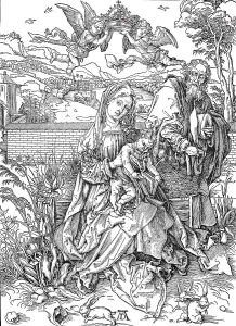 The Holy Family with Three Hares