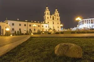Holy Spirit Cathedral at night. Minsk, Belarus