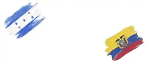 Honduras and Ecuador Flags on White Background
