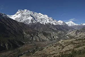 Hongde airport and snow capped Annapurna Range