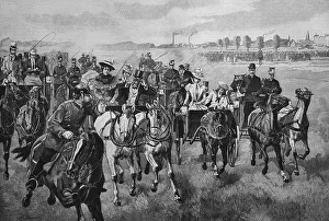 Horse-drawn carriages, parade on the Tempelhofer Feld field in Berlin