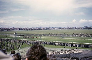 Horse racing at Flemington Racecourse, Melbourne, Australia, 1956, Oceania