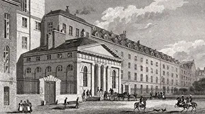 Hotel-Dieu de Paris, antique steel engraved print