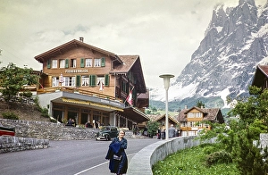 Hotel Restaurant Fiescherblick in the alpine village of Grindelwald, Canton of Bern, Switzerland, Europe 1961, Europe