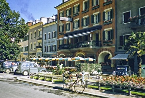 Hotel Traube, historic buildings in main square main square town of Leinz, East Tyrol, Austria, Europe 1950s, Europe