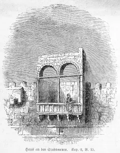 House at the city wall, balcony