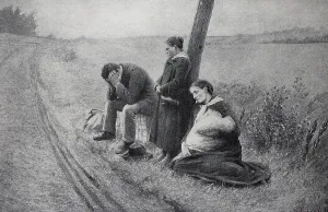Without house and yard, Homeless family sits by the wayside and is desperate