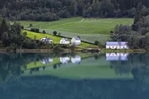Category Scandinavia Prints: Houses on Lake Oldevatnet, Stryn