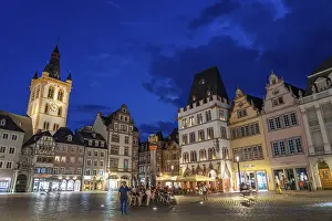 Houses, skyline on the main market square in the city centre of Trier