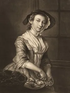 Housewife, opens oysters, cook, c