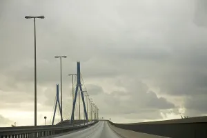Huge rope bridge and road, Hamburg, Germany