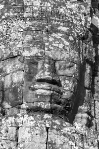 Huge stone-carved face of Bodhisattva Lokeshvara