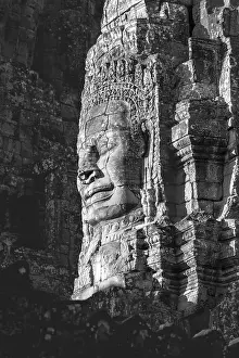 Huge stone-carved face of Bodhisattva Lokeshvara