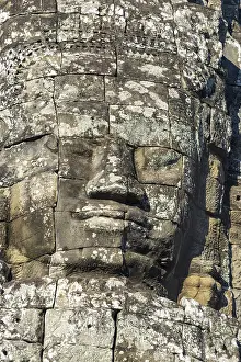 Huge stone-carved face of Bodhisattva Lokeshvara