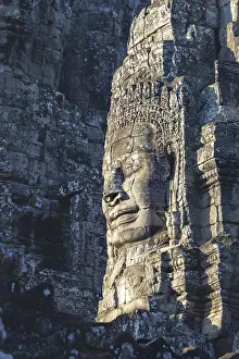 Huge stone-carved face of Bodhisattva Lokeshvara