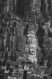 Huge stone-carved faces of Bodhisattva Lokeshvara