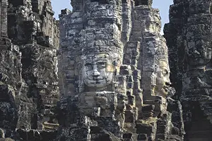 Huge stone-carved faces of Bodhisattva Lokeshvara