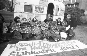 In a hunger strike to secure the jobs of steelworkers at Hoesch AG