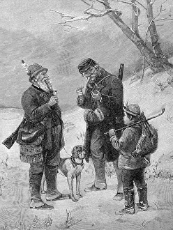 Hunters exchange their hunting experiences