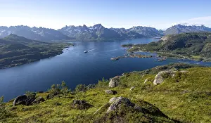 Hurtigruten cruise ship in the fjord