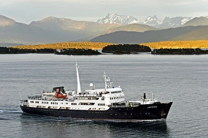 Hurtigruten ferry MS Lofoten in Romsdalsfjord in Molde