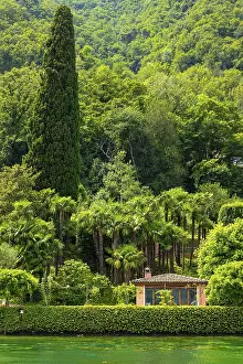 Hut on Mountainin a Sunny Summer Day on the Waterfront to Lake Lugano in Morcote